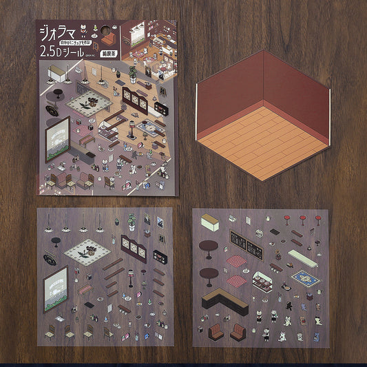 BGM Diorama 2.5D Seat Seal — Coffee Shop — sticker detail