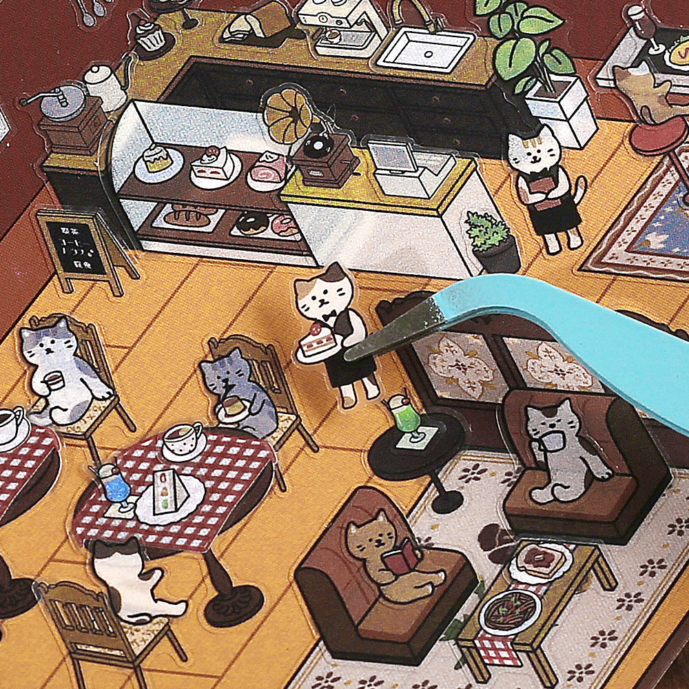 BGM Diorama 2.5D Seat Seal — Coffee Shop — close-up