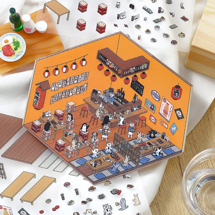 BGM Diorama 2.5D Seat Seal — Izakaya (Japanese-style Pub) — flat lay