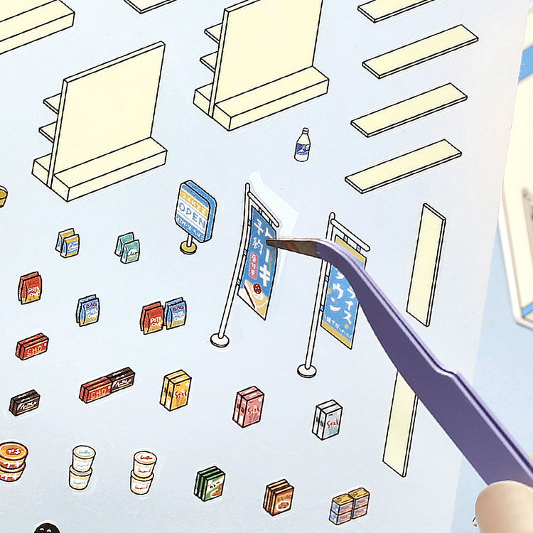 BGM Diorama 2.5D Seat Seal — Convenience Store — sheet front