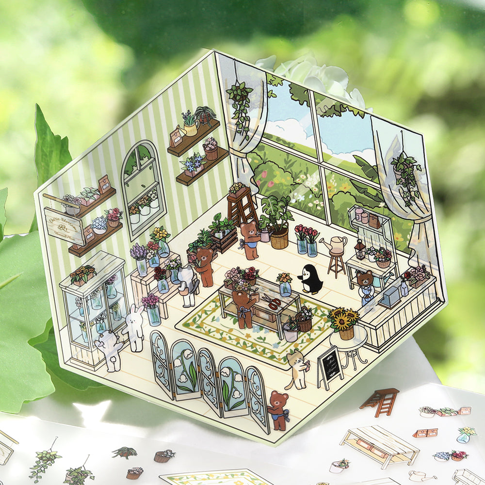 BGM Diorama 2.5D Seat Seal — Flower Shop — with packaging