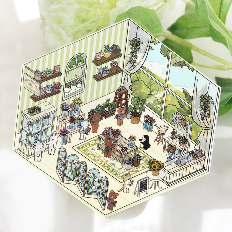 BGM Diorama 2.5D Seat Seal — Flower Shop — flat lay