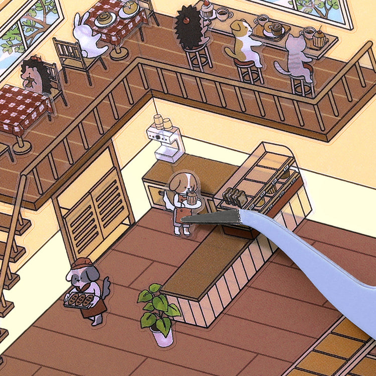 BGM Diorama 2.5D Seat Seal — Bakery — close-up