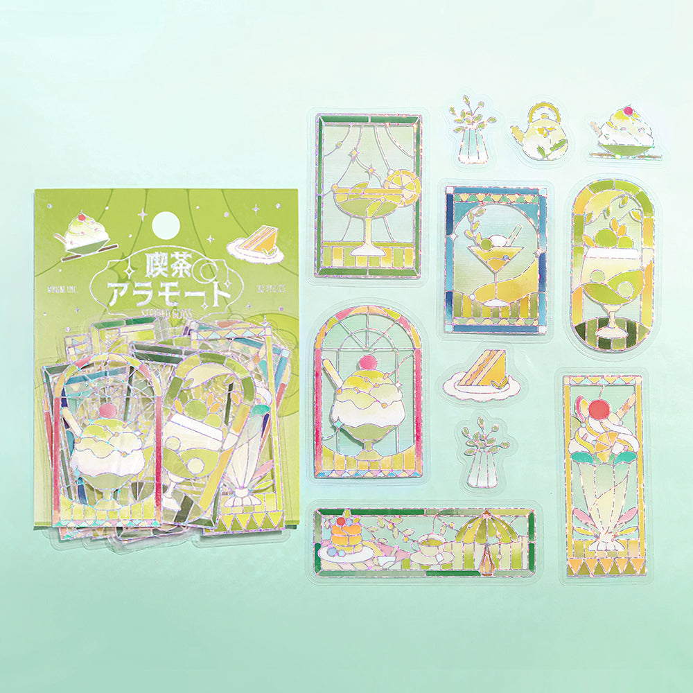 BGM Foil Stamping Clear Seal: Cafe A La Mode Stained Glass — Green — sheet front