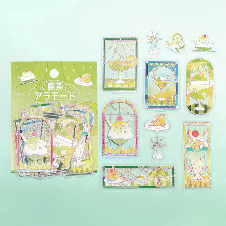 BGM Foil Stamping Clear Seal: Cafe A La Mode Stained Glass — Green — sheet front