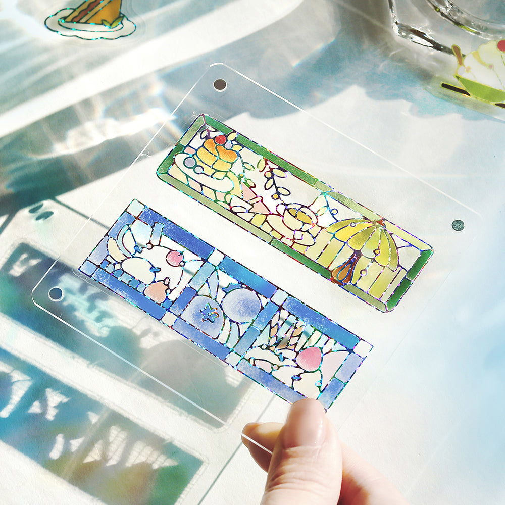 BGM Foil Stamping Clear Seal: Cafe A La Mode Stained Glass — Green — close-up