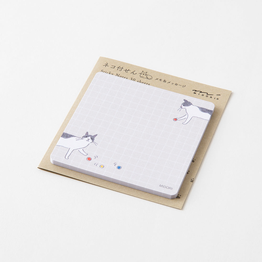 Midori Sticky Notes — Ball and Cat — angle view