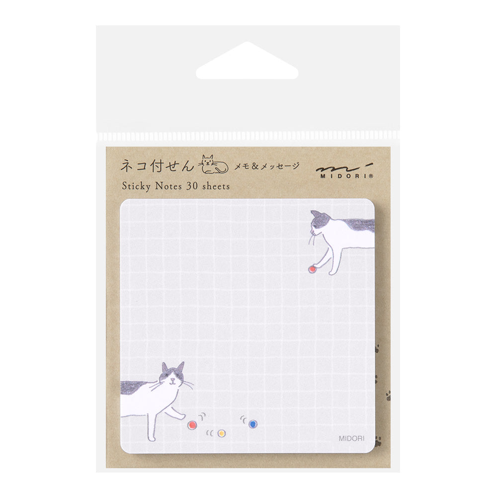 Midori Sticky Notes — Ball and Cat — front view
