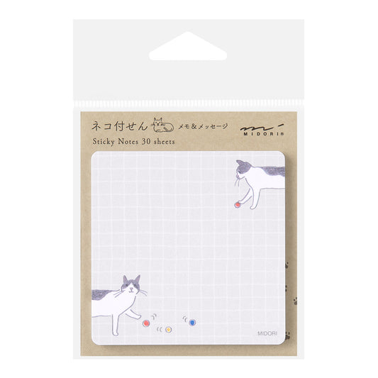 Midori Sticky Notes — Ball and Cat — front view