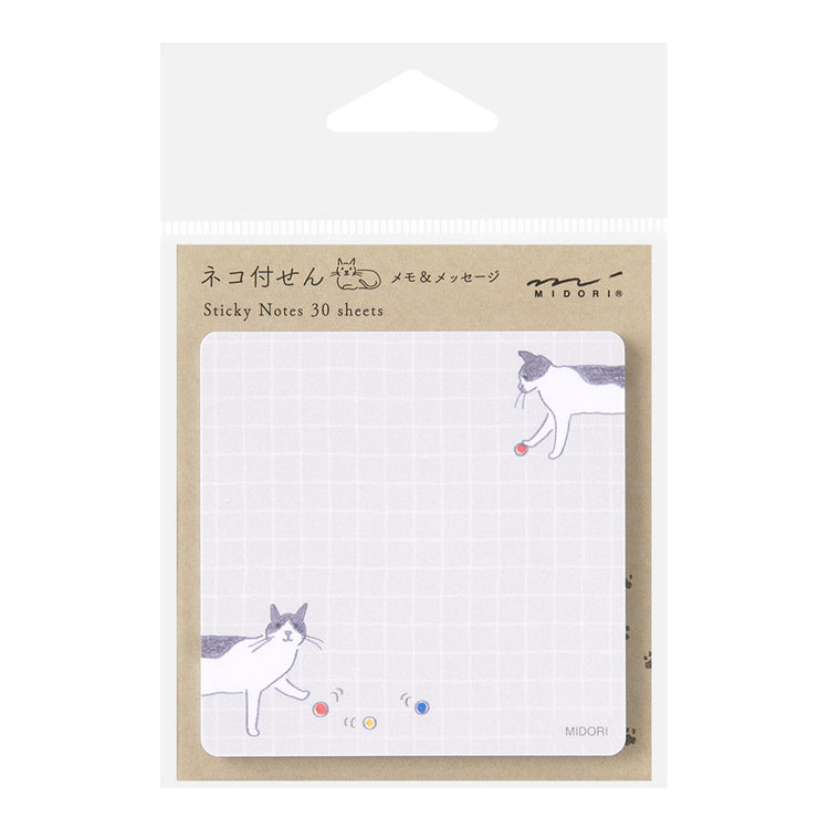 Midori Sticky Notes — Ball and Cat — front view