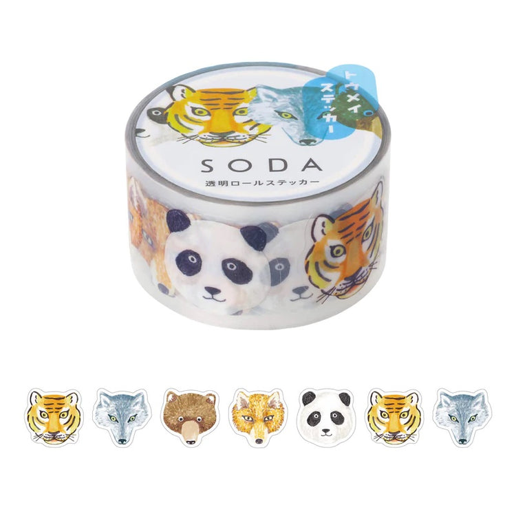 KITTA Soda Transparent Masking Tape — Zoo — roll front