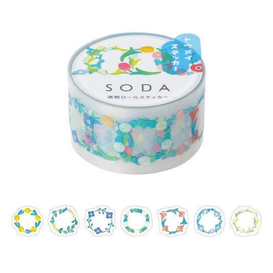 KITTA Soda Transparent Masking Tape — Hanakazari — roll front
