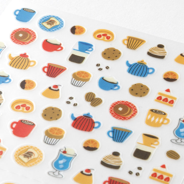 Midori Sticker <1 Sheet> — Cafe — applied in a journal
