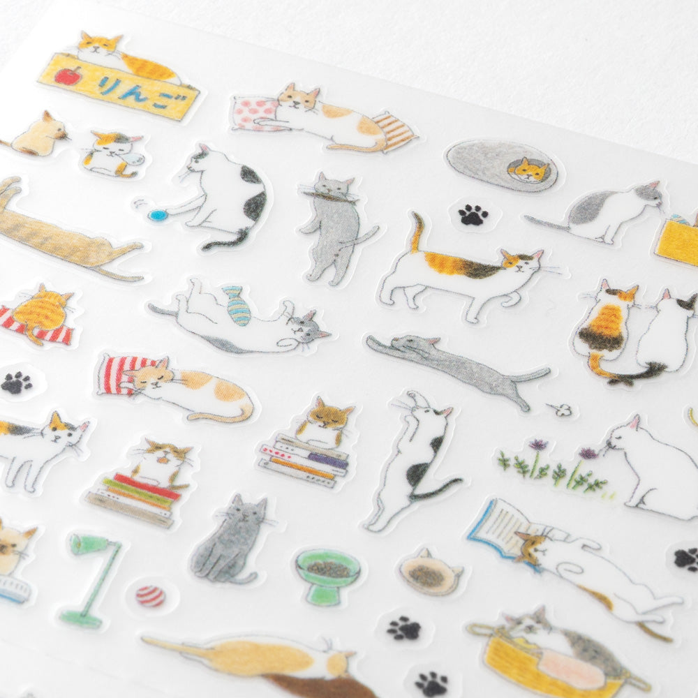 Midori Sticker <S, 1 Sheet> — Cat — applied in a journal