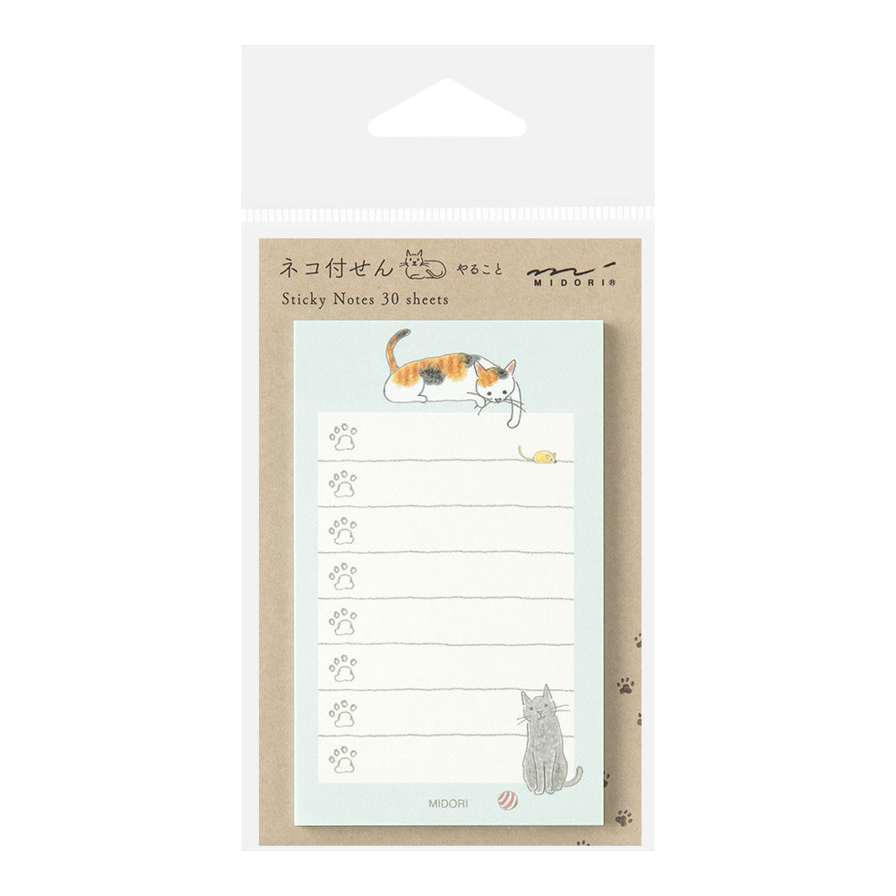Midori Sticky Notes To-Do — Cat Green — front view