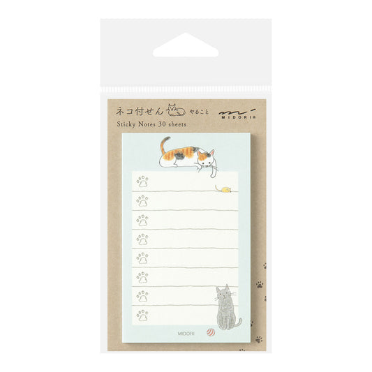 Midori Sticky Notes To-Do — Cat Green — front view