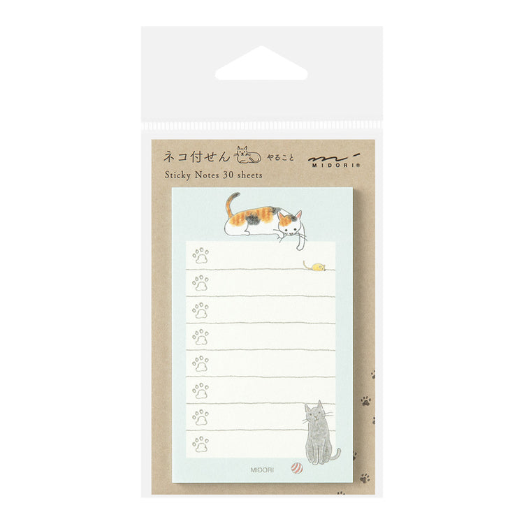 Midori Sticky Notes To-Do — Cat Green — front view