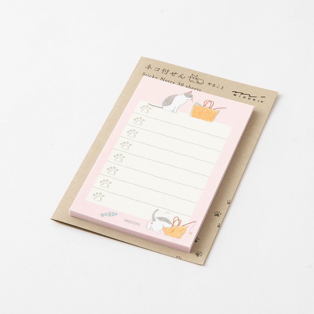 Midori Sticky Notes To-Do — Cat Pink — flat lay