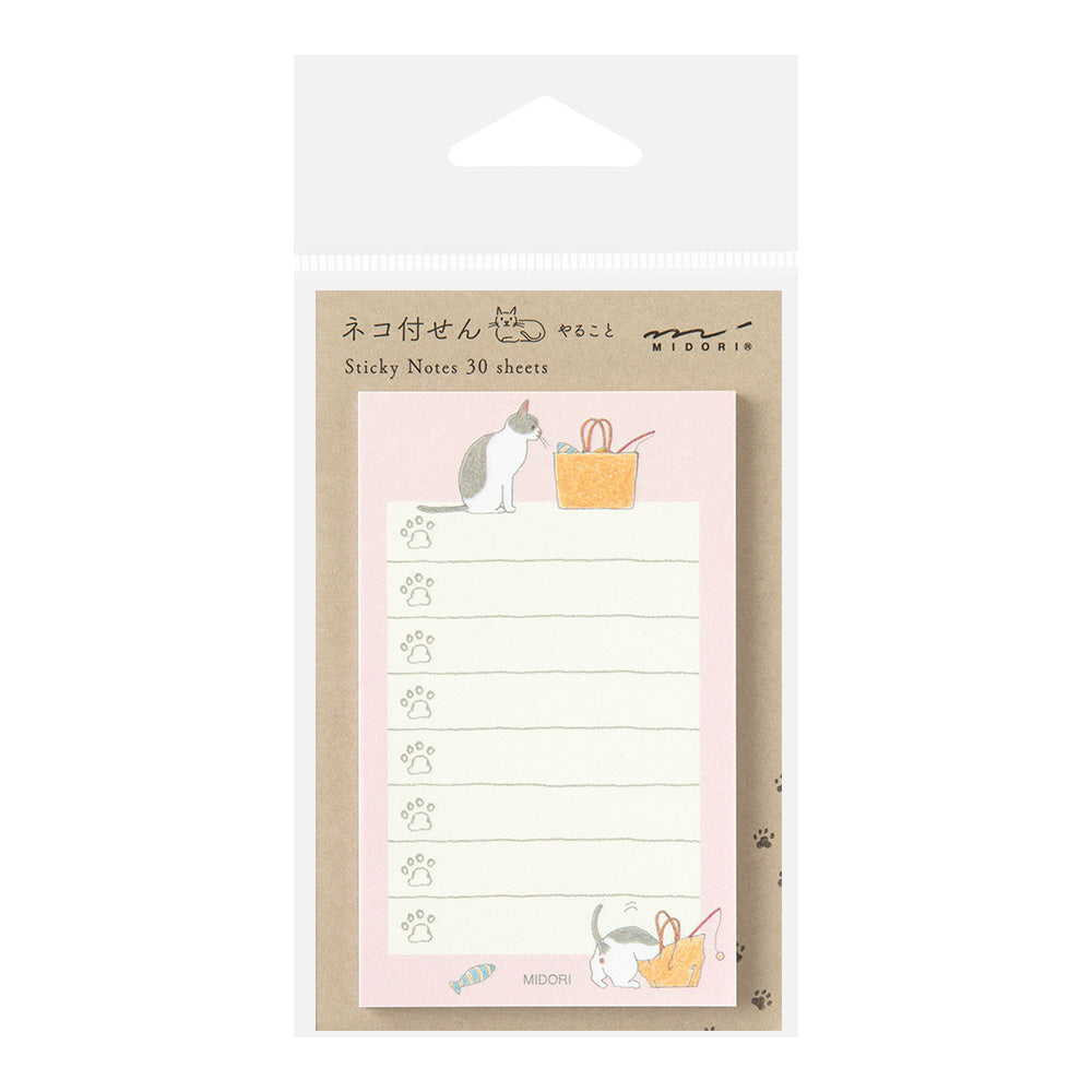 Midori Sticky Notes To-Do — Cat Pink — front view