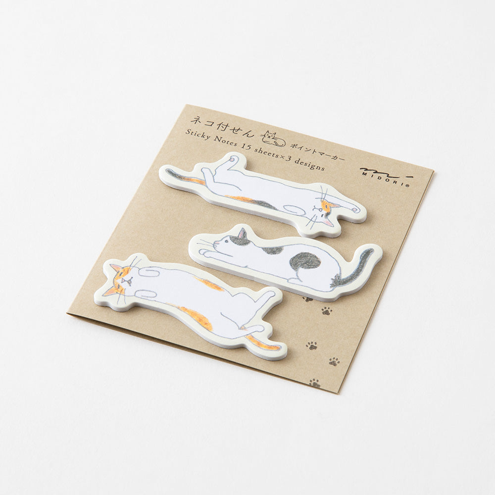 Midori Sticky Notes Point — Cat Stretching Out — angle view