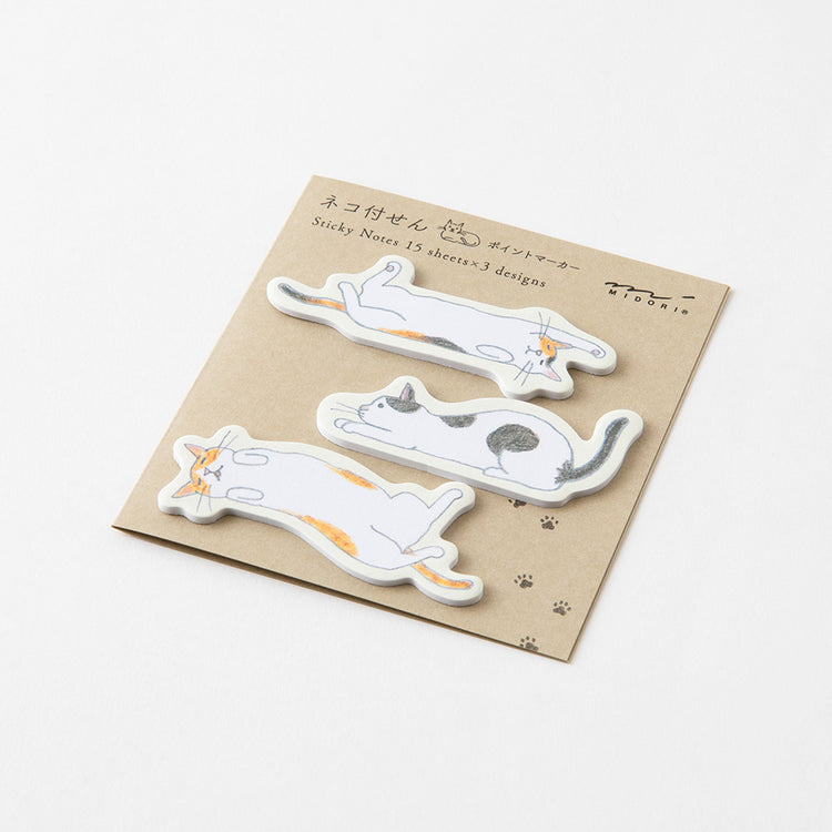 Midori Sticky Notes Point — Cat Stretching Out — angle view