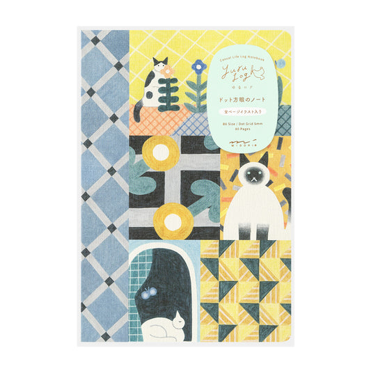 Midori Yuru Log Notebook <B6> — Cat — front view