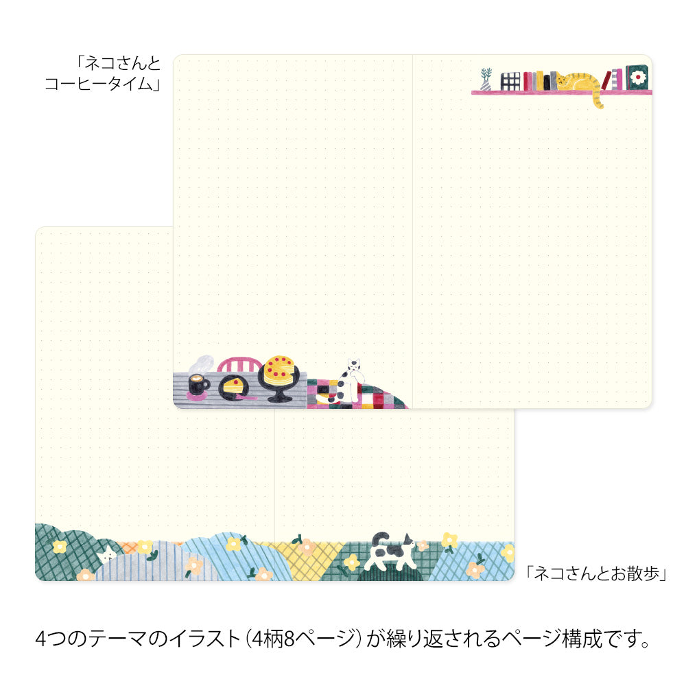 Midori Yuru Log Notebook <B6> — Cat — detail view