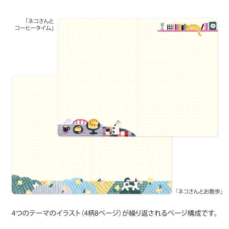 Midori Yuru Log Notebook <B6> — Cat — detail view