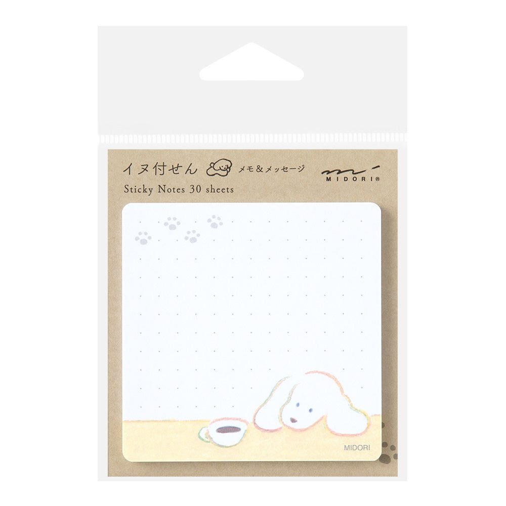 Midori Sticky Notes — Coffee and Dog — front view