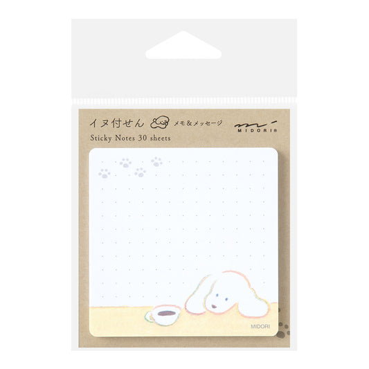 Midori Sticky Notes — Coffee and Dog — front view