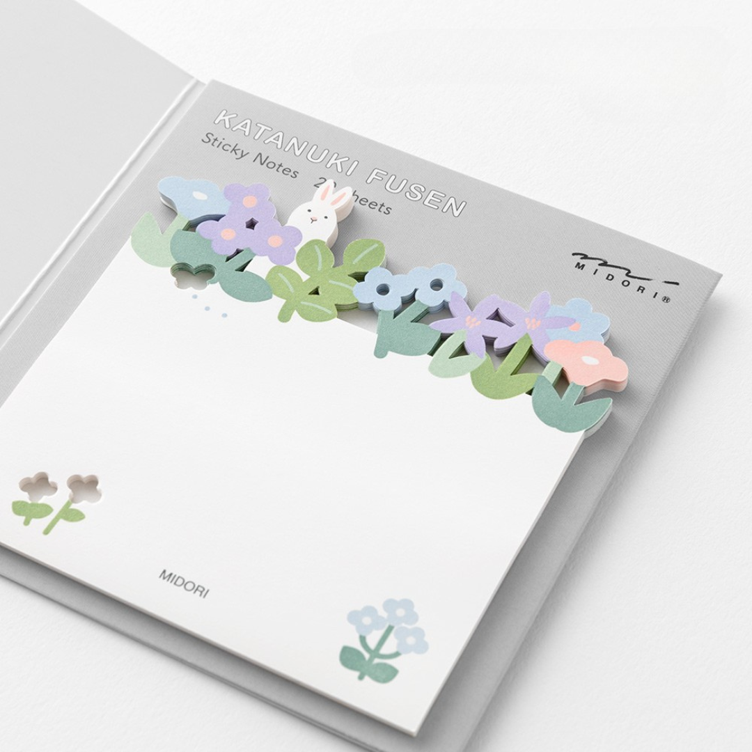 Midori Sticky Notes Die-Cutting — Flower Garden — flat lay