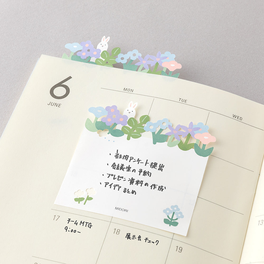 Midori Sticky Notes Die-Cutting — Flower Garden — front view