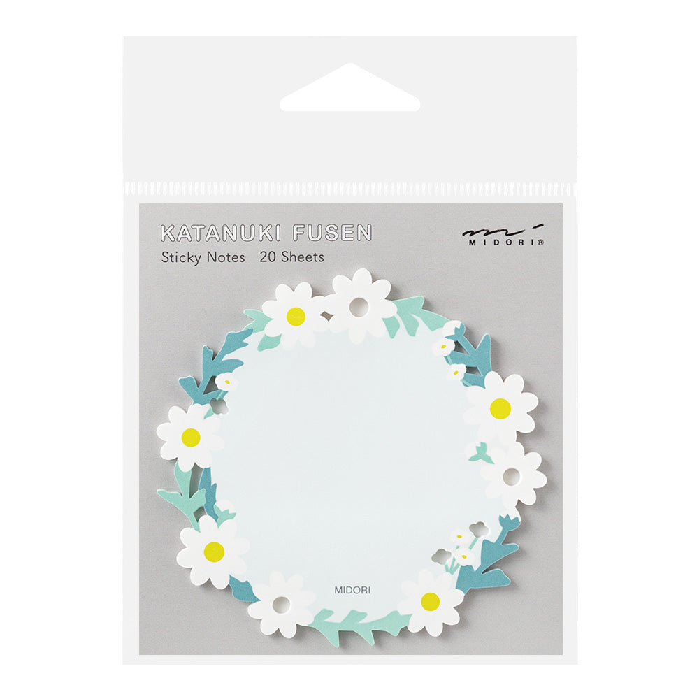 Midori Sticky Notes Die-Cutting — Wreath White — front view