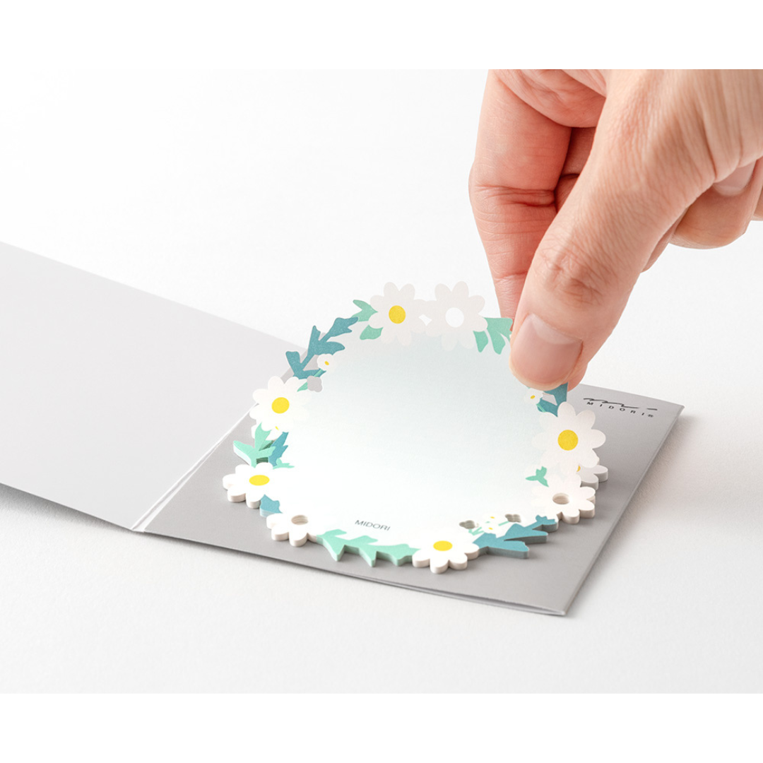 Midori Sticky Notes Die-Cutting — Wreath White — with packaging