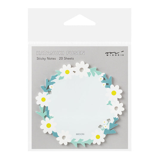 Midori Sticky Notes Die-Cutting — Wreath White — front view