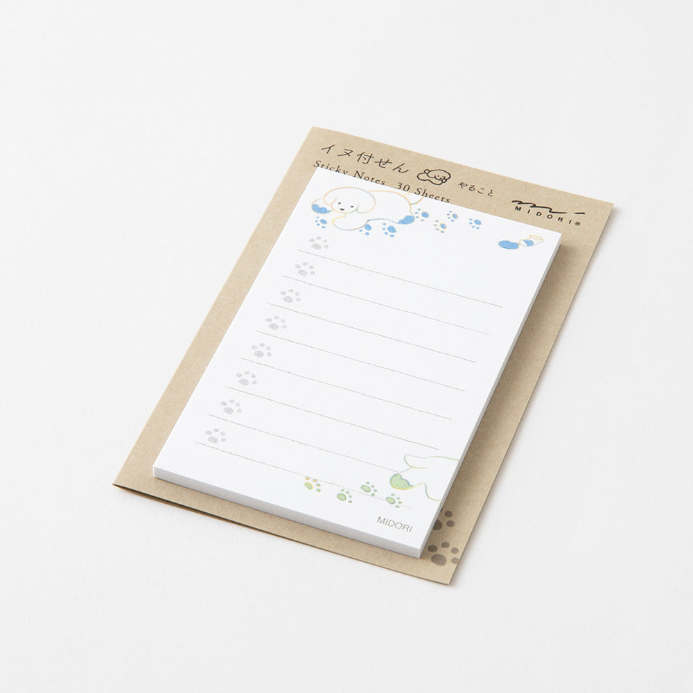 Midori Sticky Notes To-Do — Dog White — angle view