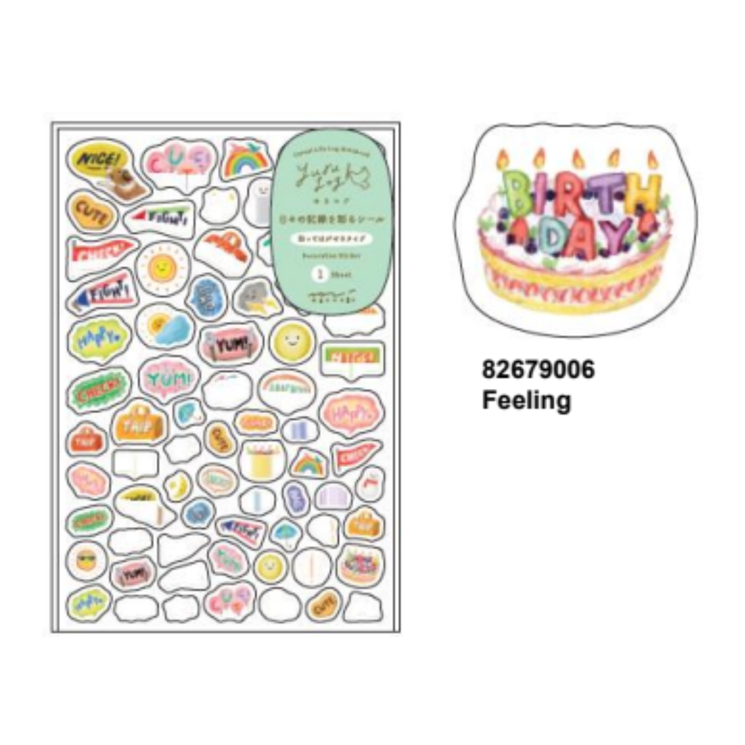 Midori Yuru Log Sticker <1 Sheet> — Feeling — flat lay