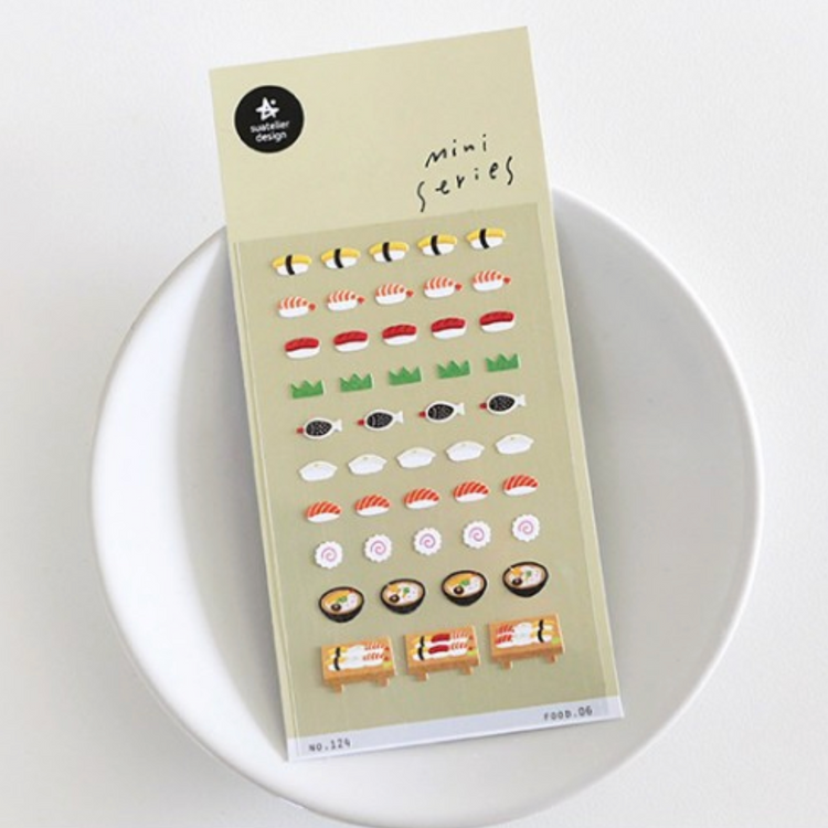 Suatelier Mini Series Sticker — Food.06 Sushi — applied in a journal