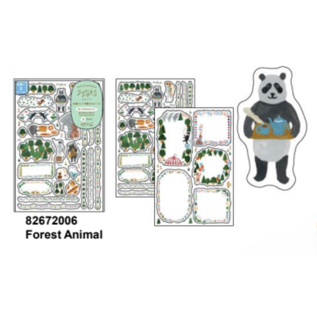 Midori Yuru Log Sticker <2 Sheets> — Forest Animal — sticker detail