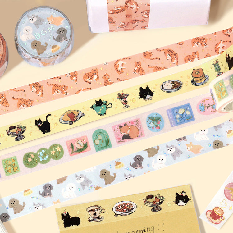 BGM Foil Stamping Masking Tape — I love Dog — rolled out on paper