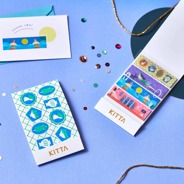 KITTA Washi Tape — Collage Waxy Silver Foil — with packaging