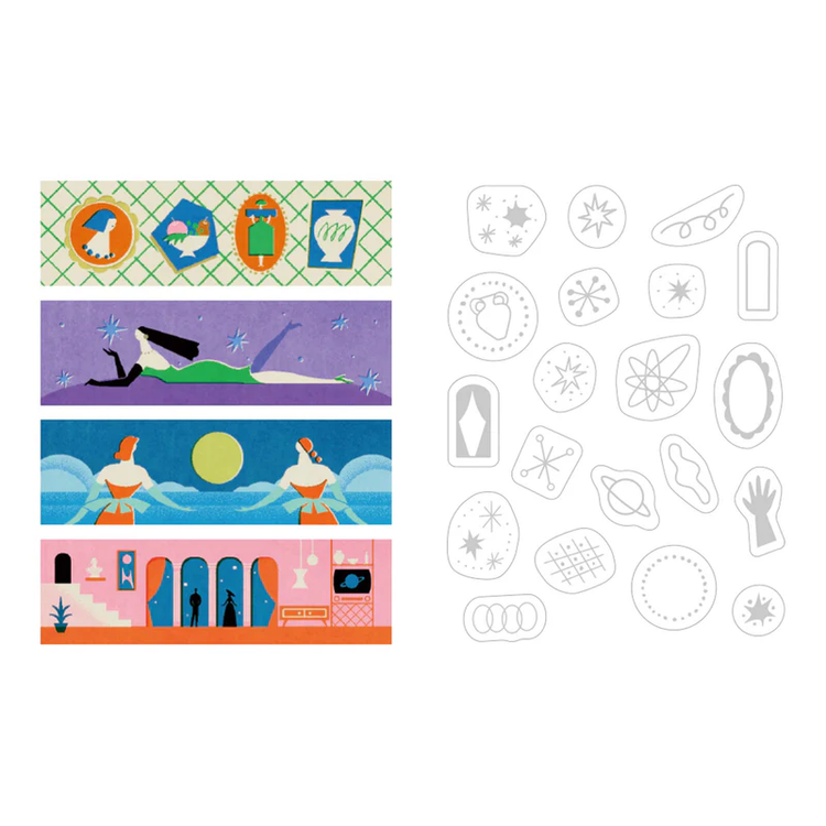 KITTA Washi Tape — Collage Waxy Silver Foil — rolled out on paper