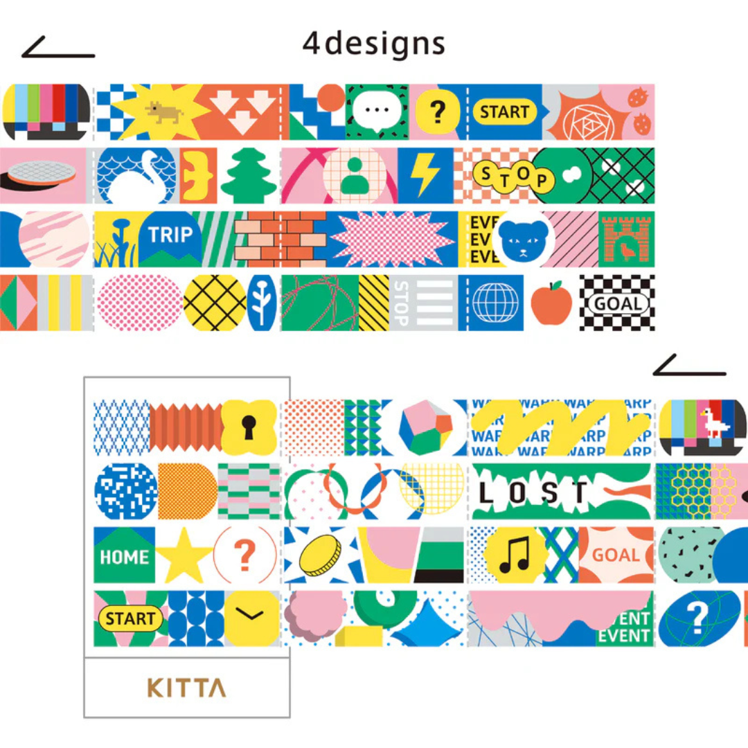 KITTA Washi Tape — Extended Jabara Sugoroku — rolled out on paper