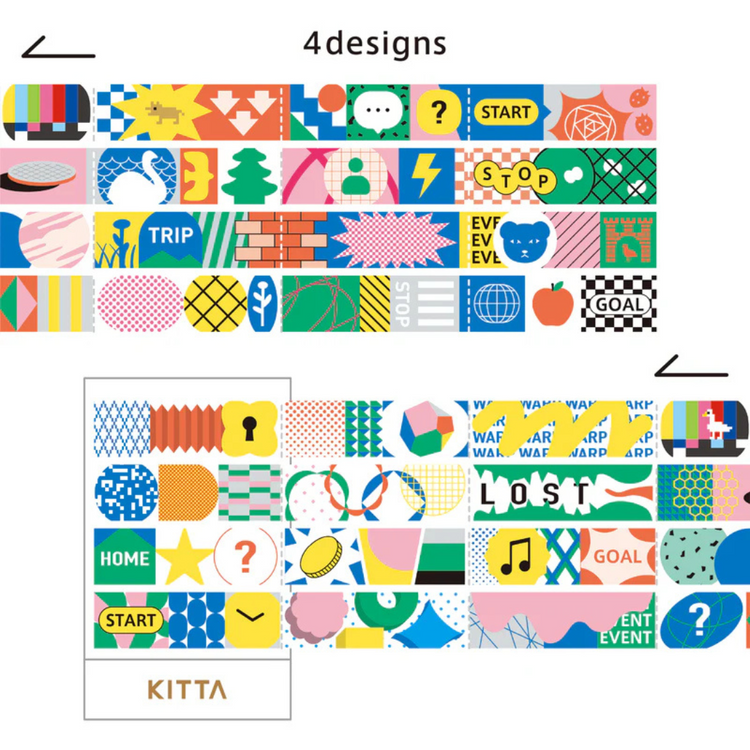 KITTA Washi Tape — Extended Jabara Sugoroku — rolled out on paper