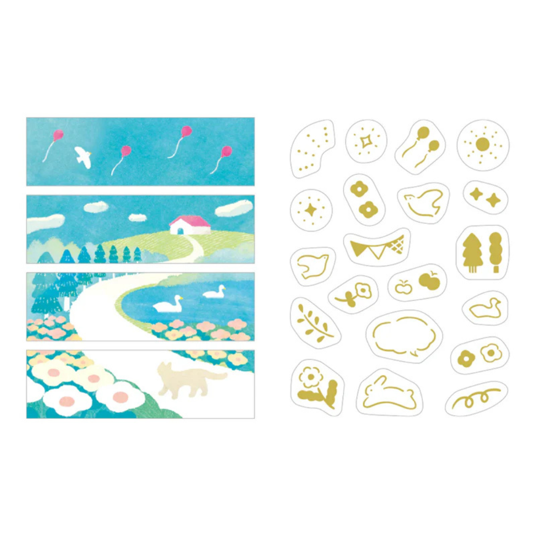 KITTA Washi Tape — Collage Oka Gold Foil — rolled out on paper