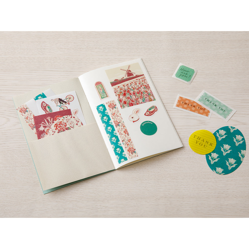 Midori Sticker Book with Pocket — Light Blue — with packaging