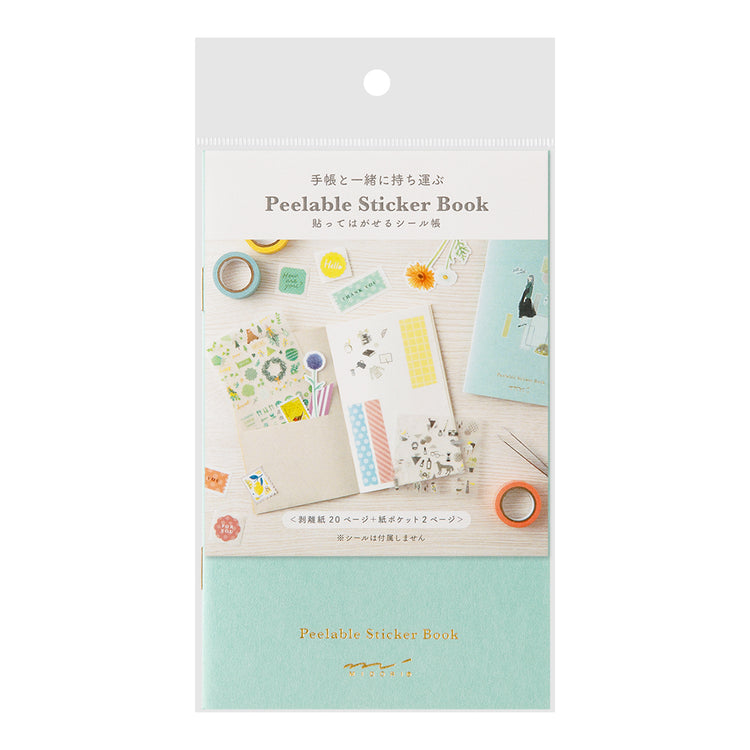 Midori Sticker Book with Pocket — Light Blue — front view