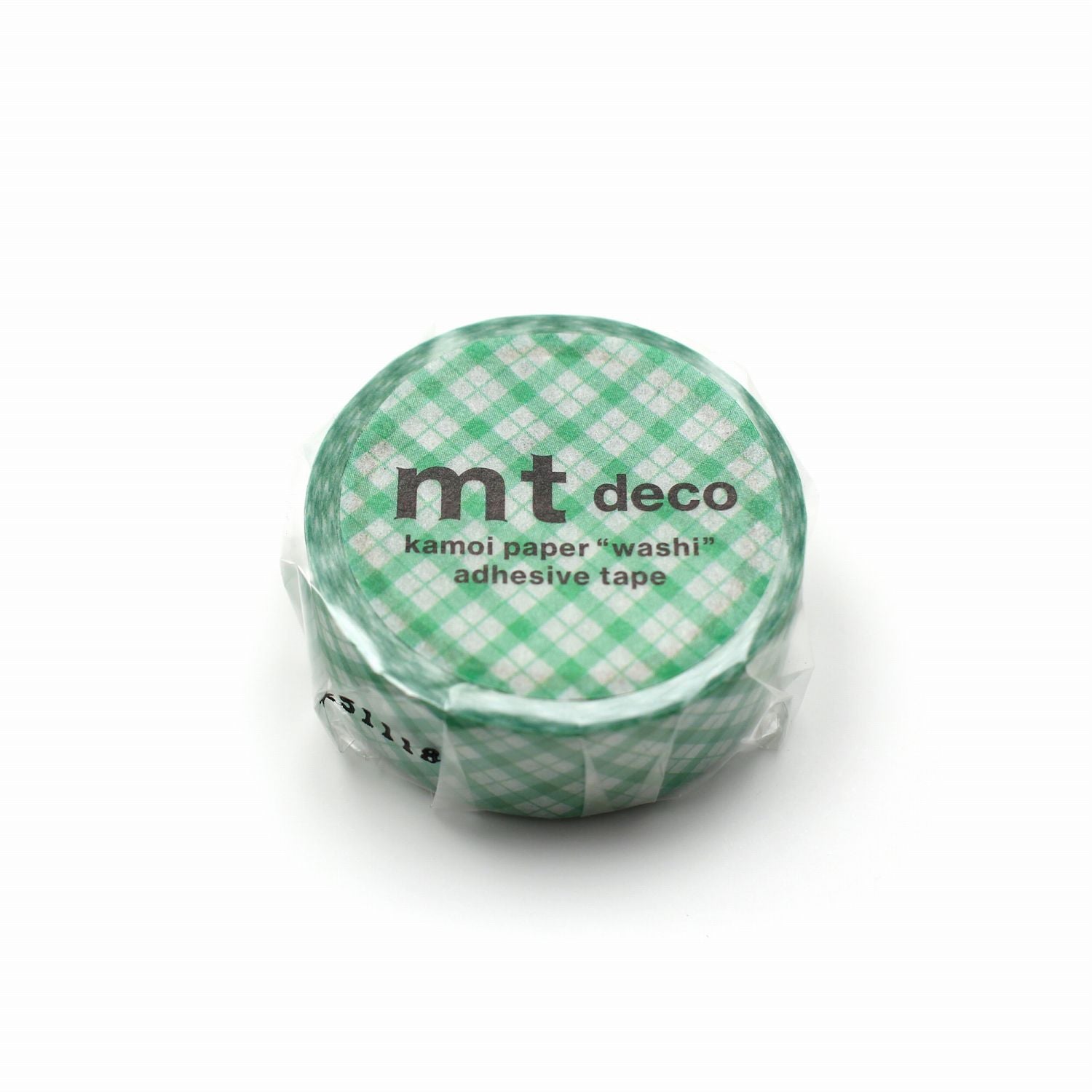 mt 1P Kamoi Washi Tape — Overlapped Wide Gingham Green — pattern detail