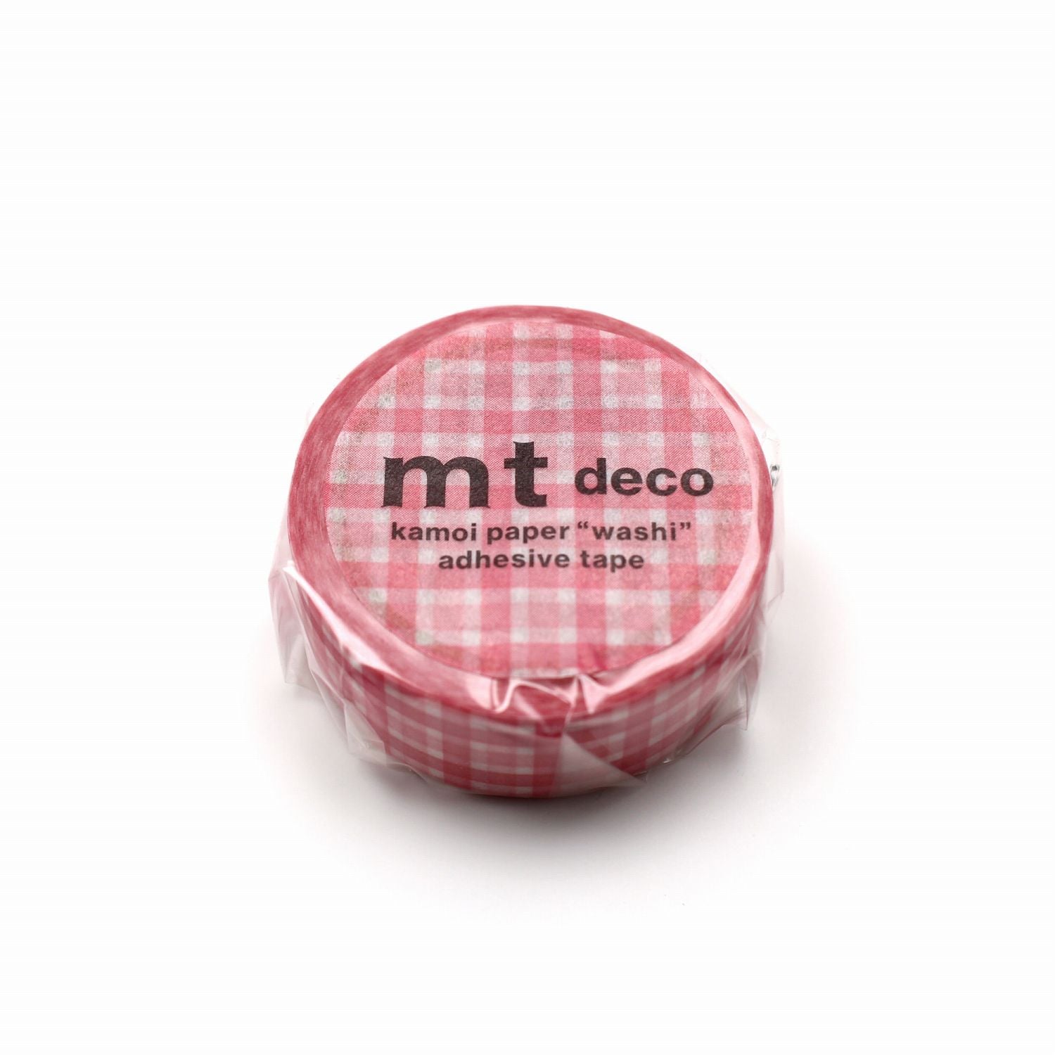 mt 1P Kamoi Washi Tape — Overlapped Wide Gingham Pink — pattern detail