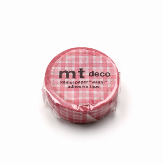 mt 1P Kamoi Washi Tape — Overlapped Wide Gingham Pink — pattern detail